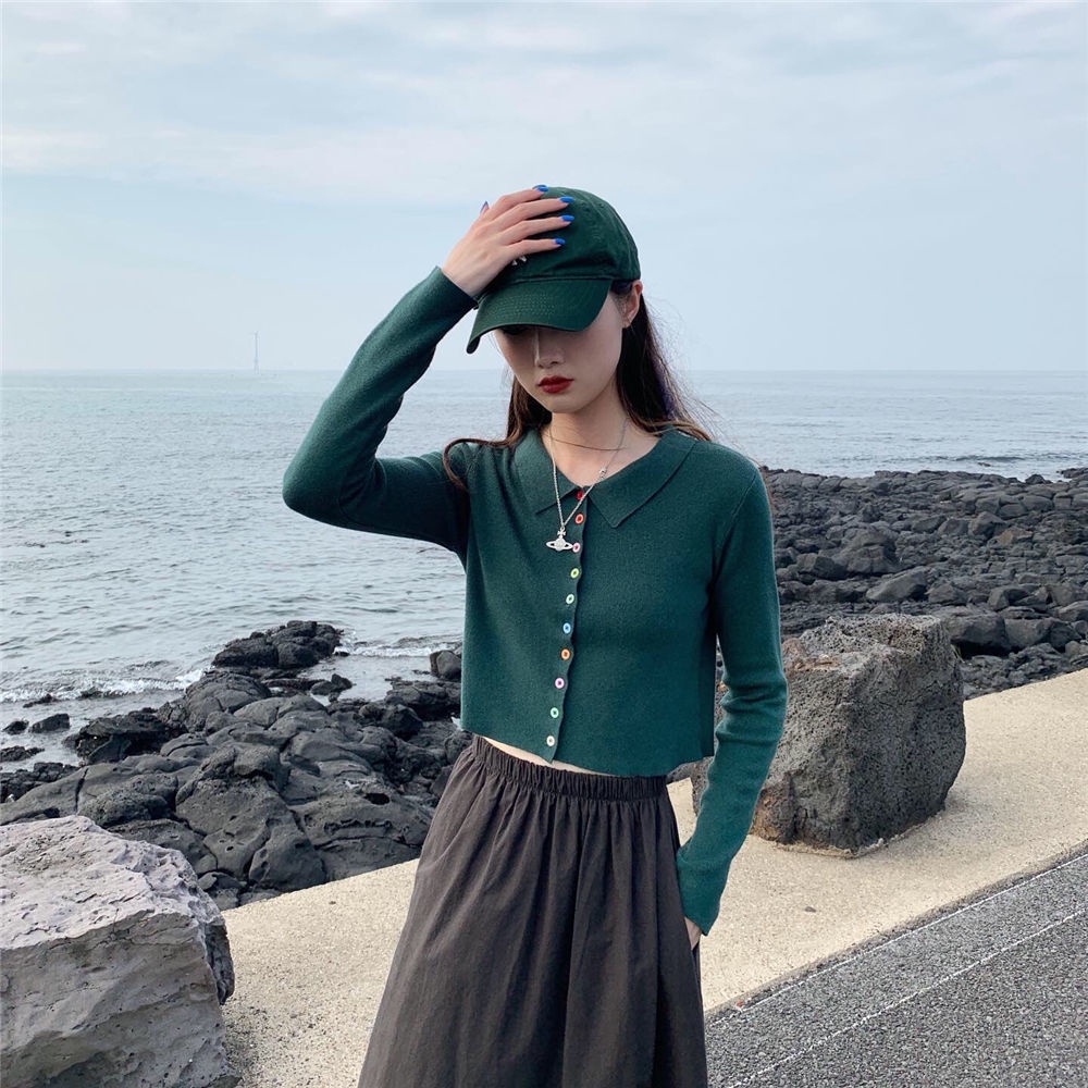 Áo cardigan dệt kim mỏng tay dài phối nút cài nhiều màu sắc phong cách Hàn Quốc thời trang dành cho nữ | WebRaoVat - webraovat.net.vn