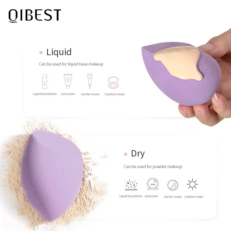 Mút Trang Điểm QIBEST 10g Không Chứa Cao Su Latex Mềm Mại Đàn Hồi Trang Điểm Khô Và Ướt Đa Năng