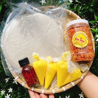 Combo bánh tráng phơi sương + muối tôm hành phi + 4 bơ