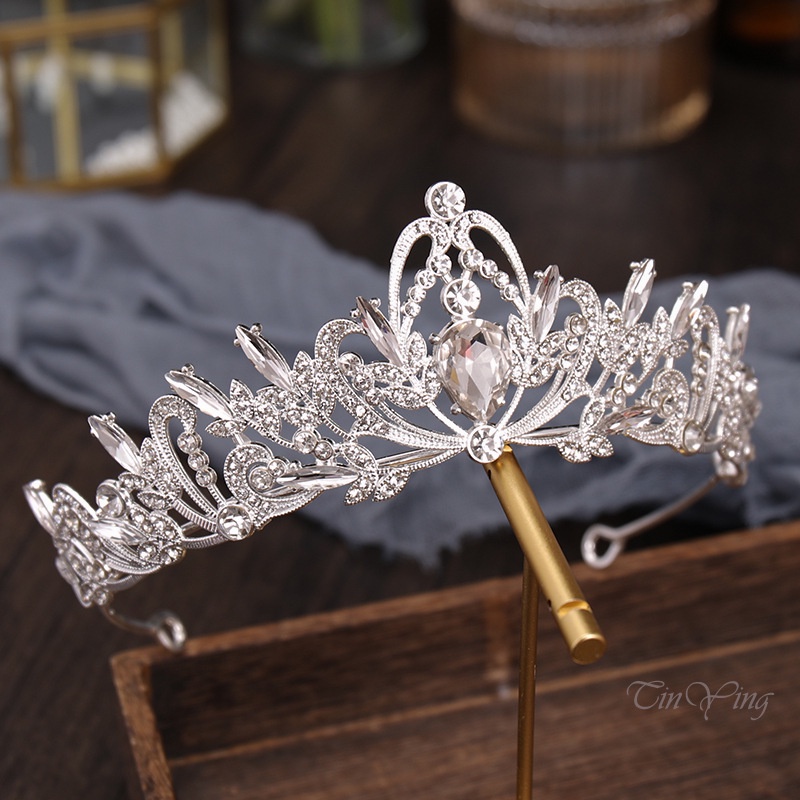 GETNOIVAS Vương miện đính đá phong cách sang trọng cho cô dâu