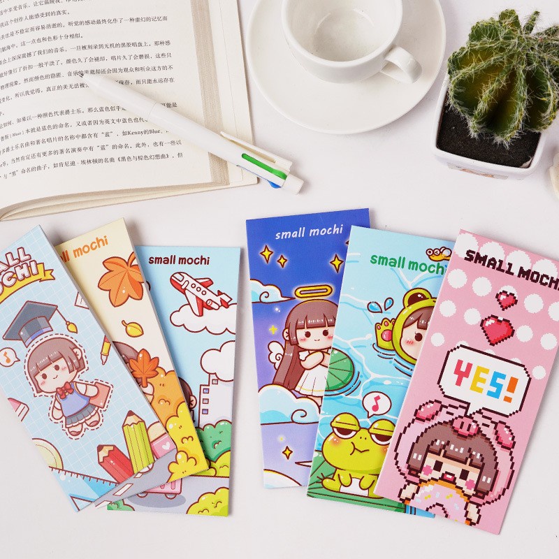 Peach 6Pcs Small potato cute cartoon girl PET sticker bag Journal Scrapbook Decor Sticker