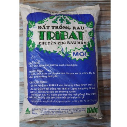 {5kg} Đất sạch trồng rau đất trồng rau mầm TRIBAT 10dm3 (khoảng 5kg)