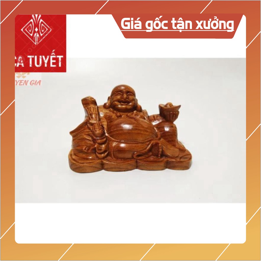 [Nội Thất Mộc] Tượng Phật Di Lặc Cầm Gậy Như Ý bằng gỗ huyết long (huyết rồng) để bàn làm việc ô tô