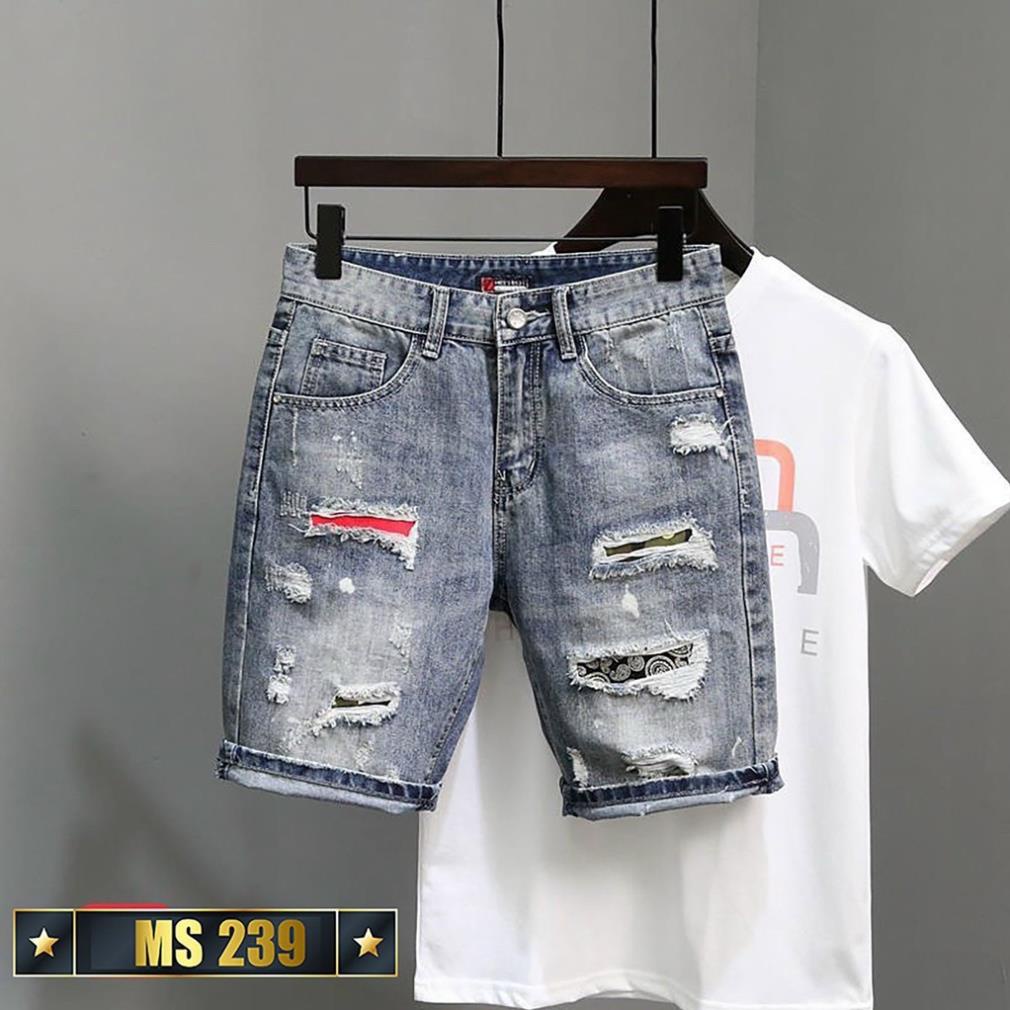 quần jean nam ngắn xanh rách nhẹ đẹp mẫu mới- chất jean bò co giãn đẹp hàng chuẩn shop ❗