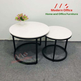 Bàn Trà - Sofa Tròn Đôi mặt đá trắng