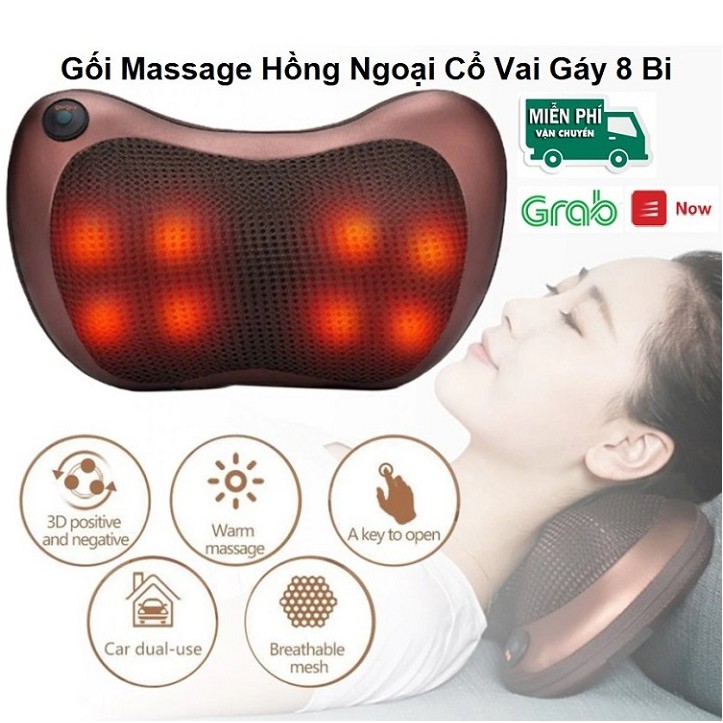 Gối Massage Hồng Ngoại, MAGIC Car  8 Bi Cao Cấp, Giảm Đau Mỏi Vai Gáy Cổ Hiệu Quả Cao - Bảo Hành 12 Tháng