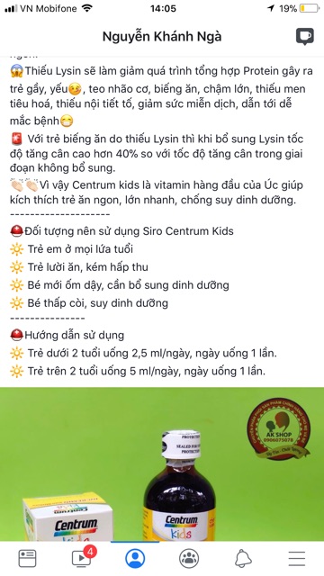 Siro centrum kids hàng chính hãng Úc