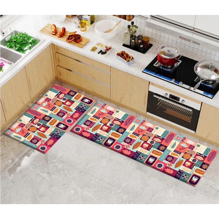 Bộ 2 thảm nhà bếp, Thảm trải sàn nhà bếp, thảm chống trượt,thảm nhà bếp đẹp,thảm lót chân nhà bếp (giao mẫu ngẫu nhiên)