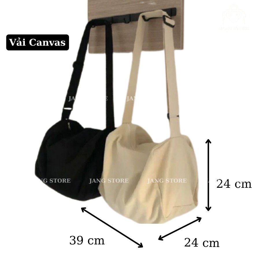 TÚI TOTE ĐEO CHÉO TRỐNG SIU TO CÓ KHÓA KÉO & TÚI CON VẢI CANVAS PHONG CÁCH ULZZANG ĐỂ ĐƯỢC SÁCH ĐỒ DÙNG THOẢI MÁI