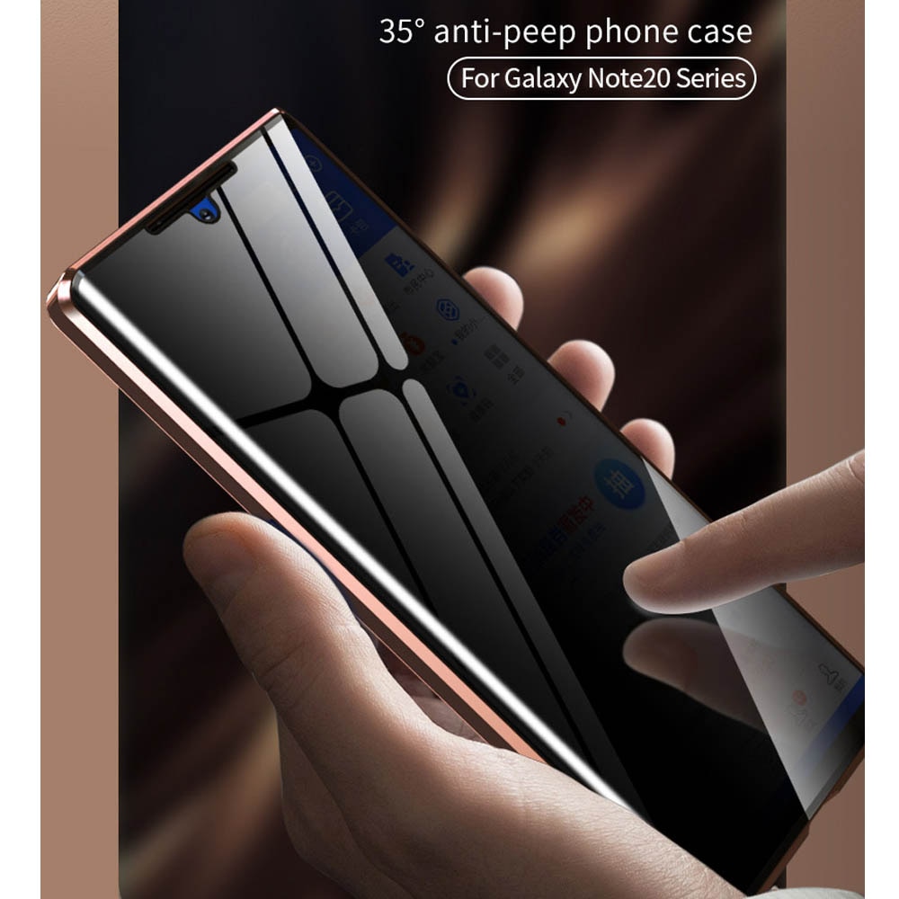 Ốp lưng kính bảo mật chống nhìn trộm cho Samsung Galaxy S22 Ultra S21 Plus Note 20 Ultra Ốp lưng kim loại từ tính 360 full cover