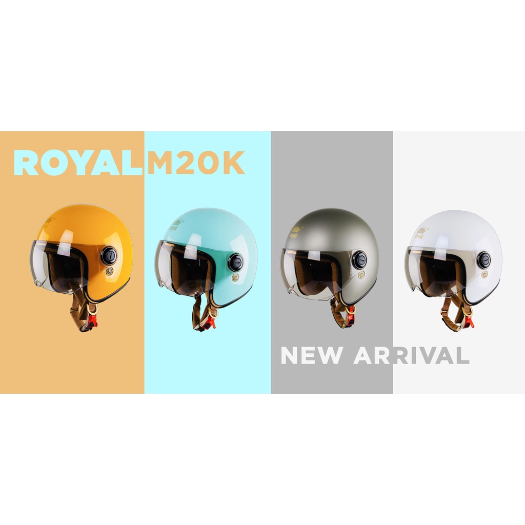 Mũ Bảo Hiểm Royal M20K, 1 kính - Nón 3/4 Royal M20K kính ngoài (Size L-XL) hàng chính hãng