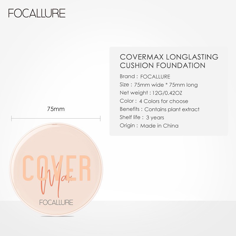 Phấn Nước BB Focallure Dưỡng Ẩm Màu Mịn Cho Làn Da Đẹp Tự Nhiên 12g