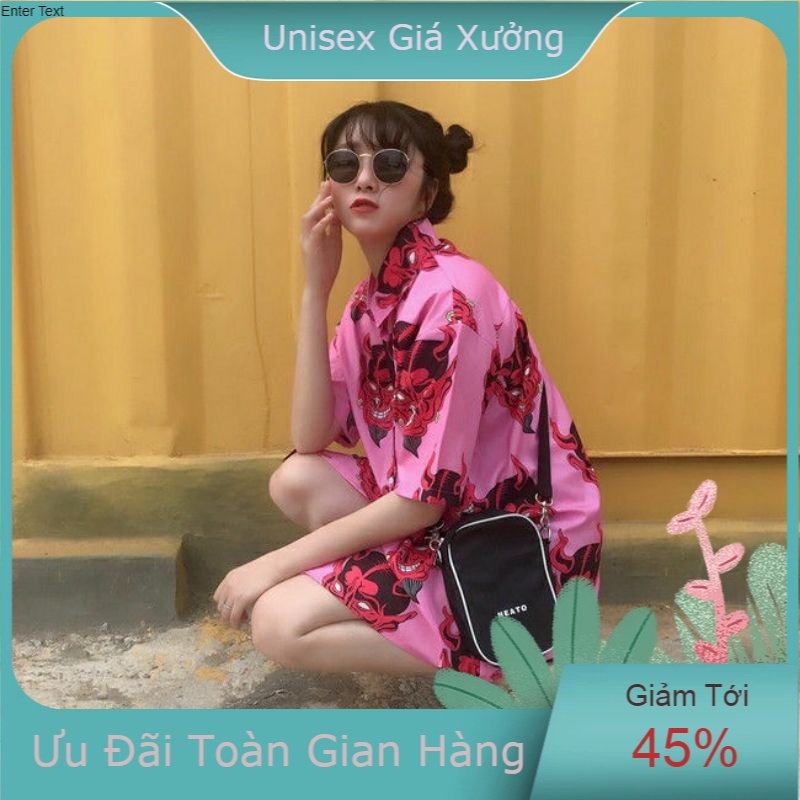 Áo Sơ Mi Tay Ngắn Unisex Cổ Bẻ Phong Cách Hàn Quốc Freesize