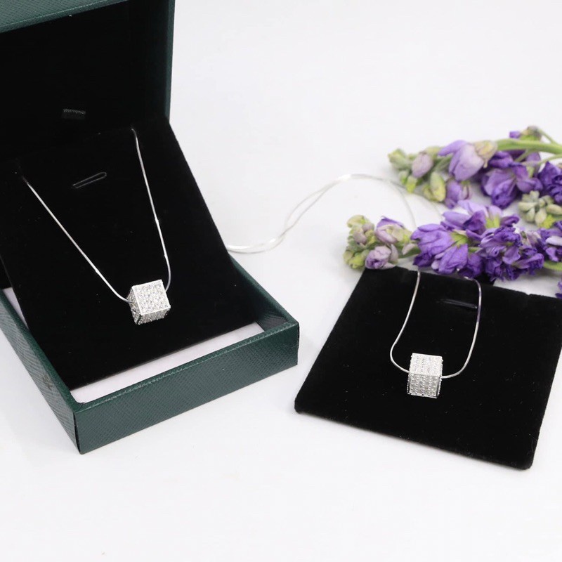 Dây chuyền nữ hộp vuông bạc ta - Dây chuyền nữ lập phương bạc ta - Vàng Bạc Khải Khải