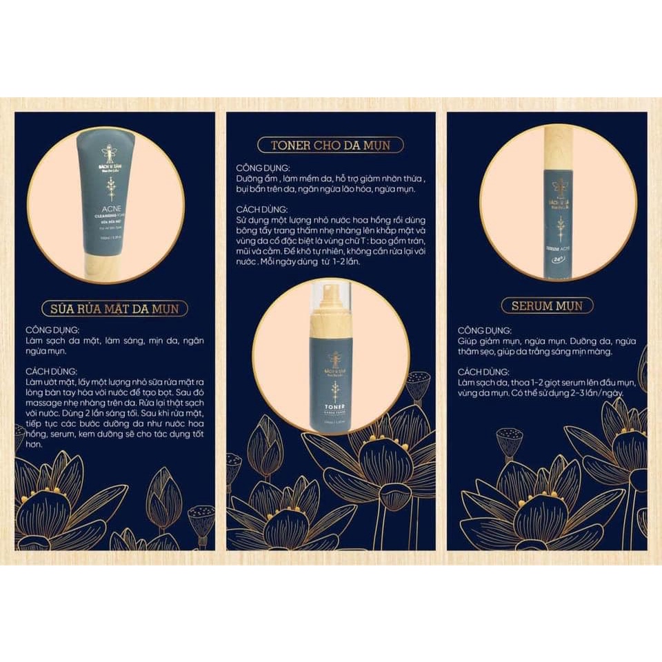 Bách Y Sâm Bộ Chăm Sóc Da Mụn 5 Sản Phẩm