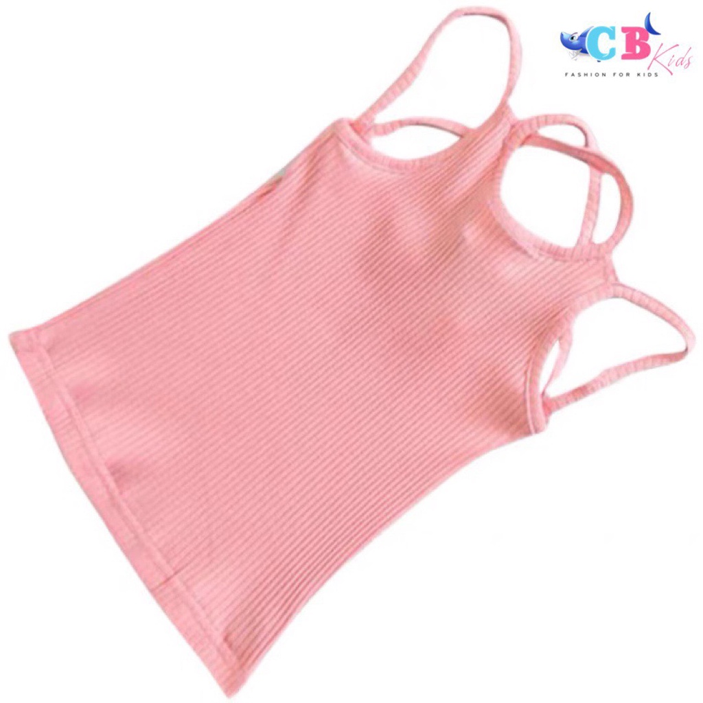 Bộ hè cho bé, set áo 2 dây chất tăm lạnh tàu mềm phối quần short đũi trắng xịn xò cho bé gái