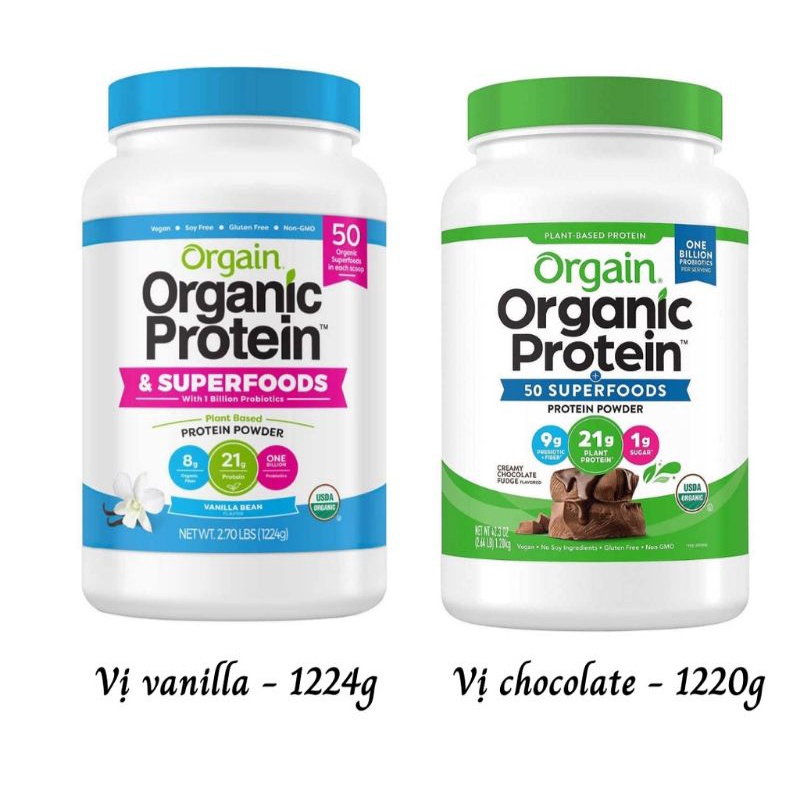 [Date10/2023] Bột đạm thực vật hữu cơ Orgain Organic Protein 1,22kg