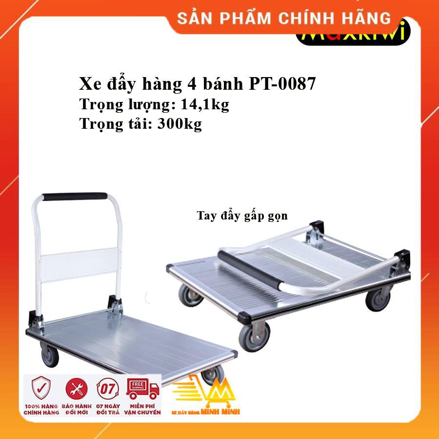 [FreeShip - Hàng Cao Cấp] Xe Kéo Hàng, Xe Đẩy Bán Hàng 4 Bánh Maxkiwi PT87- 300kg Siêu Bền, Sàn Aluminium Chống Gỉ