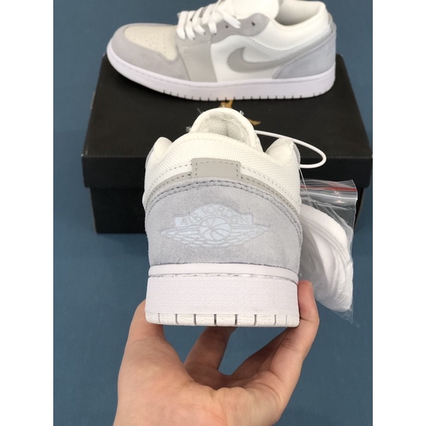 Giày JD paris màu trắng xám, giày JD1 low pari thấp mới full phụ kiện hàng cao cấp, full size 36-43 | BigBuy360 - bigbuy360.vn