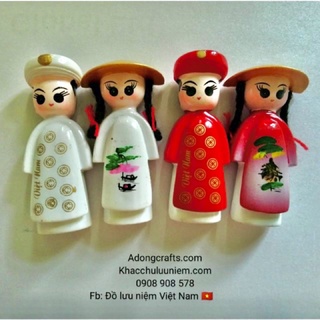 Cặp Magnet hít tủ lạnh hình búp bê nam nữ áo dài khăn đóng nón lá Việt Nam