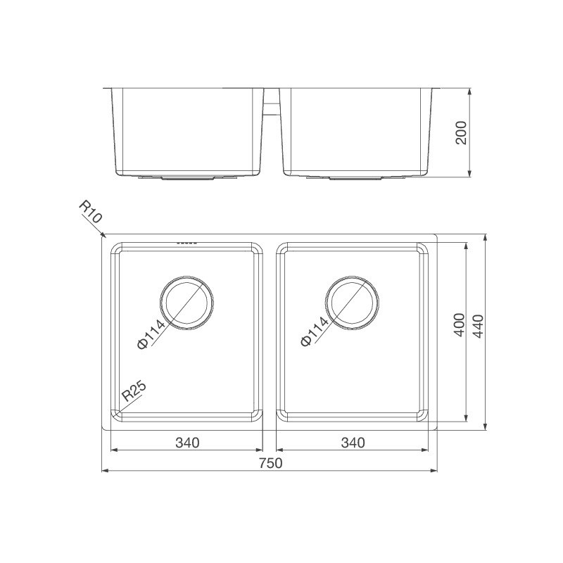 Chậu rửa chén inox Malloca MS 6075, bồn rửa bát inox 304, 2 xả tràn mới, Cam kết chính hãng