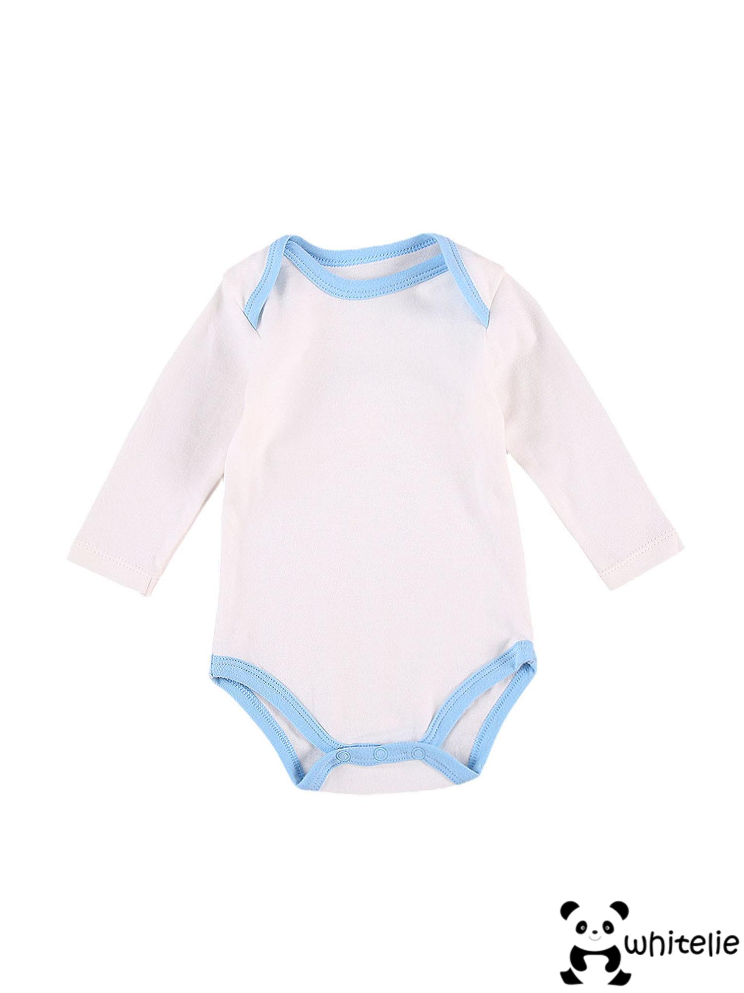 We-Baby Spring & Fall Romper, Patchwork Long Sleeve Envelope Neckline Romper, Button Closure One-piece Jumpsuit, 0-18 Months