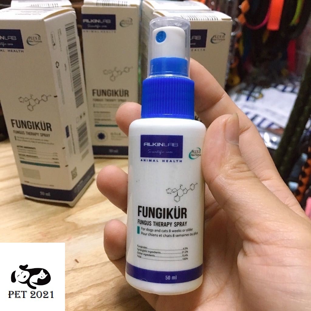 ALKIN FUNGIKUR 50ml Xịt Chữa Nấm, Ve Rận Ghẻ Ngứa Viêm Da Cho Chó Mèo