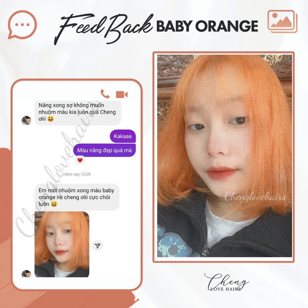 Thuốc nhuộm tóc BABY ORANGE đã bao gồm thuốc tẩy tóc | Chenglovehairs, Chenglovehair