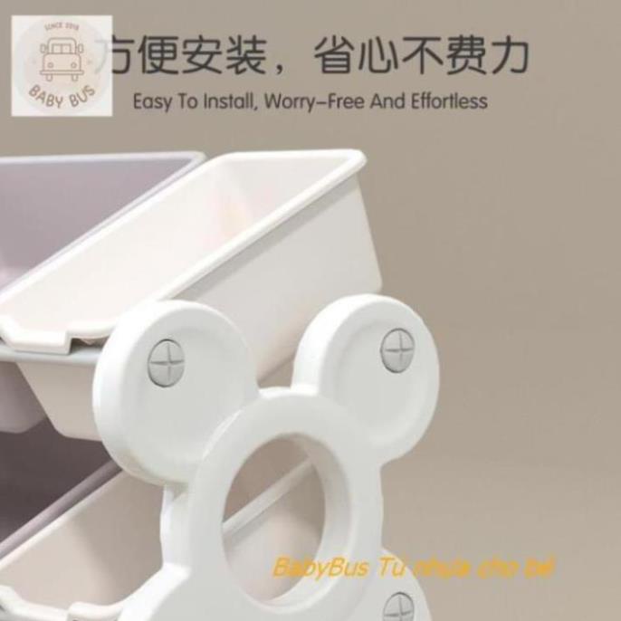 Kệ đựng đồ chơi cho bé bo tròn màu kem hình gấu rèn luyện montesori cho trẻ em