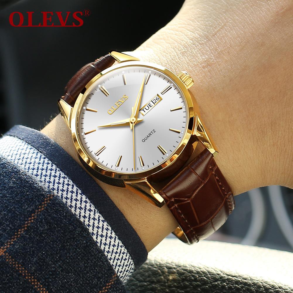 Đồng Hồ Nam OLEVS Dây Da Cao Cấp Chống Nước Chống Xước , Kiểu Dáng Trẻ Trung - Bảo Hành 12 Tháng