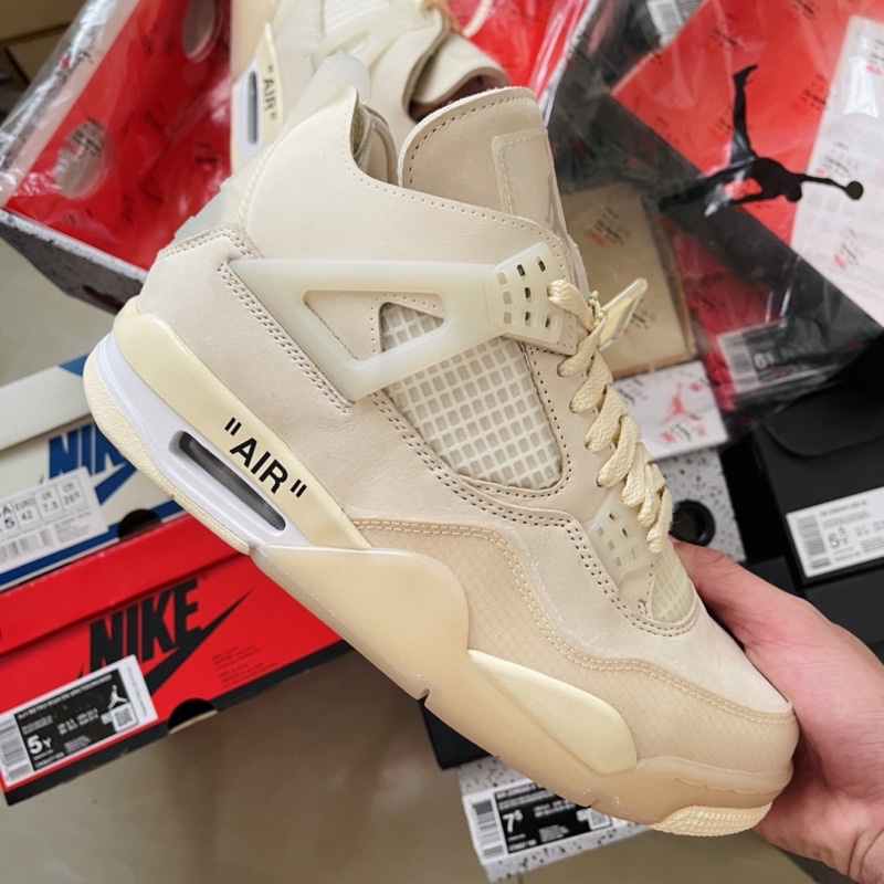 Giày thể thao Jordan 4 vàng kem hàng cao cấp đủ size nam nữ  Giày sneaker jordan4 Re