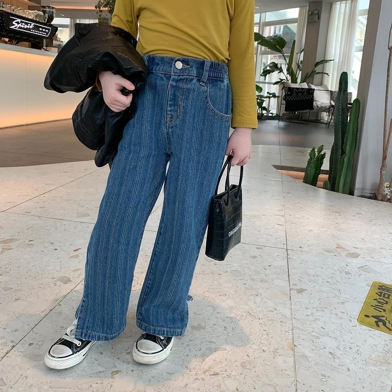Quần Jeans ống rộng phong cách Hàn quốc cho bé gái