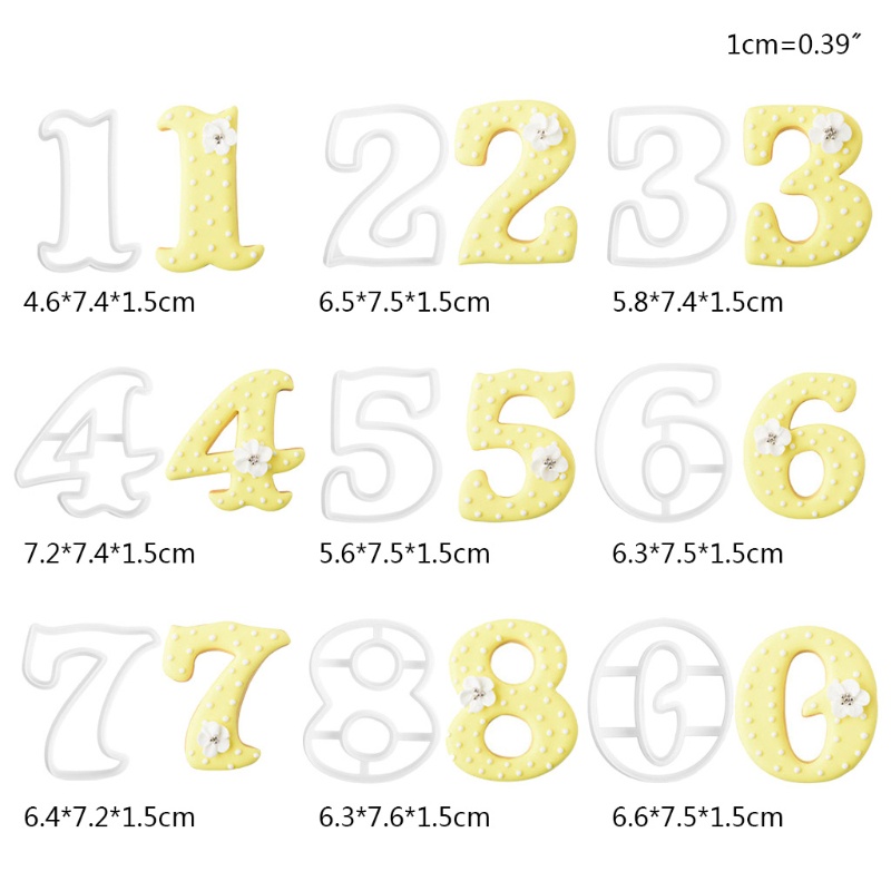 Set 9 Khuôn Làm Bánh Bằng Nhựa Hình Chữ Số 3D Hoạt Hình Thân Thiện Với Môi Trường