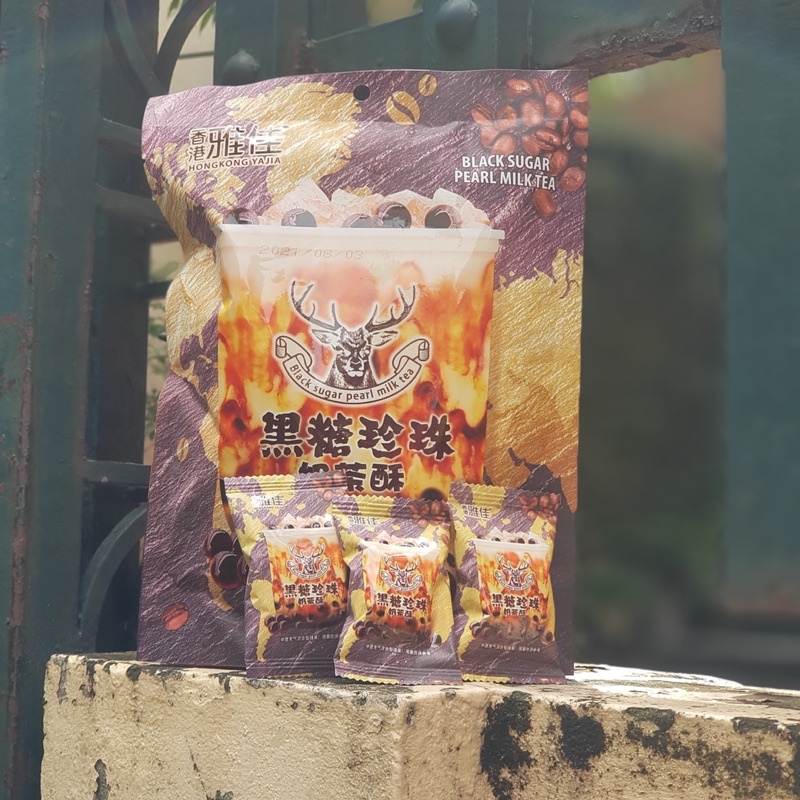 Bánh Trà sữa trân châu đường đen gói 208g - Đồ ăn vặt cô nương béo
