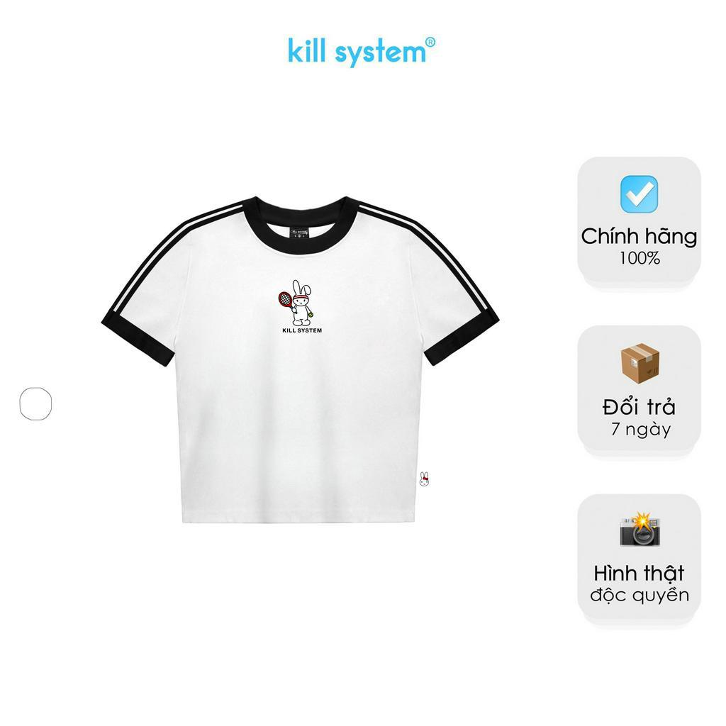 Áo thun baby tee Kill System Minji màu trắng chất thun co giãn