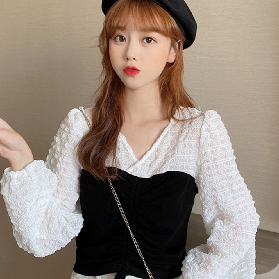 Áo kiểu nữ dài tay dáng rộng thời trang Hàn Quốc ngọt ngào