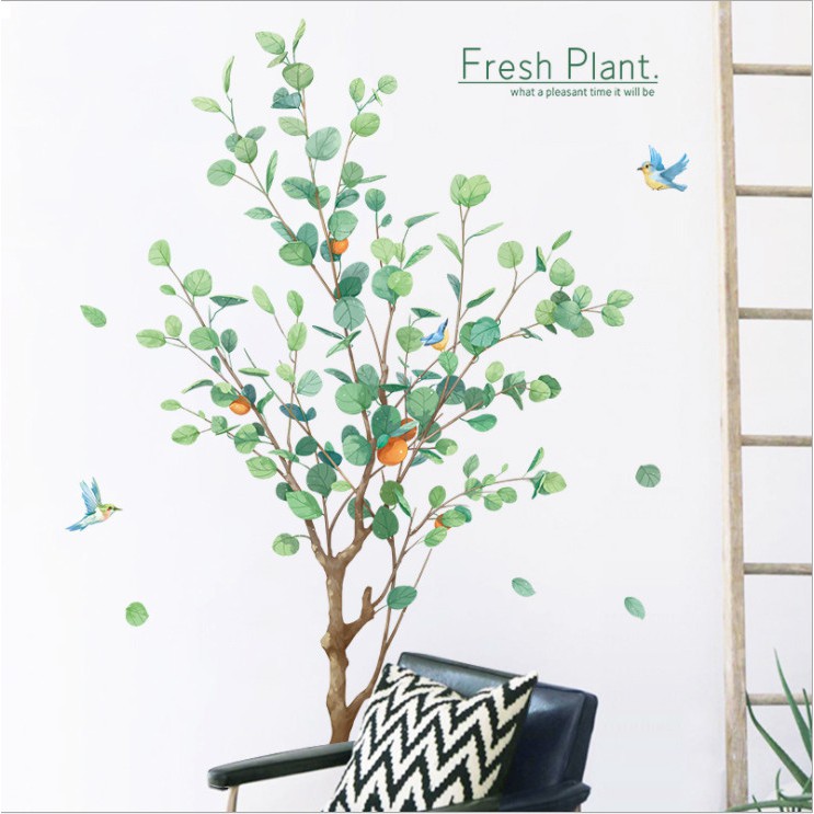Decal dán tường Cây xanh Fresh plant - decal trang trí nhà cửa sáng tạo, tự làm tại nhà, đẹp bền rẻ AmyShop