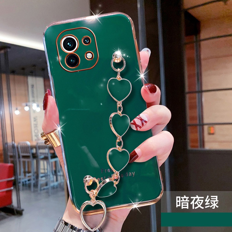 Ốp Điện Thoại Silicon Mềm Gắn Dây Đeo Cổ Tay Hình Trái Tim Cho xiaomi mi 11 lite xiaomi 11t xiaomi 11 lite 5g ne xiaomi 11t pro th01
