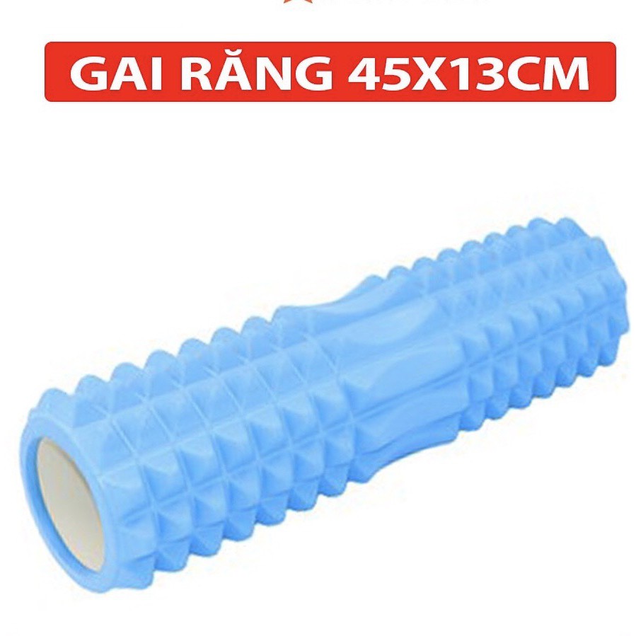 Con lăn Yoga Massage Foarm Roller, ống trụ lăn xốp thể thao giãn cơ có gai roam rollet cao cấp kích thước 45cmx14cm