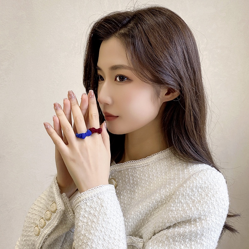 Nhẫn nhung hở hình nơ màu đỏ rượu xanh dương cổ điển hợp thời trang cho nữ