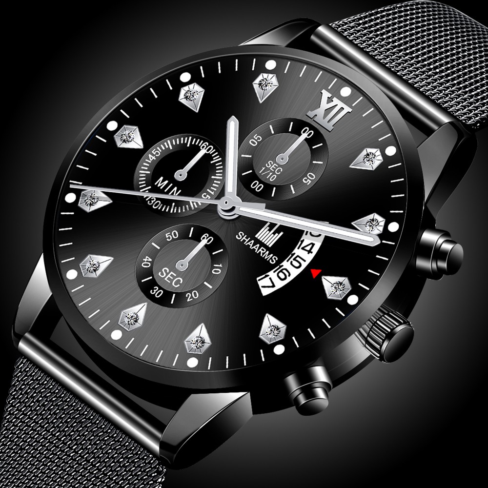 Đồng hồ nam chính hãng SHAARMS dây thép cao cấp Nhật Bản kim loại phát sáng | BigBuy360 - bigbuy360.vn