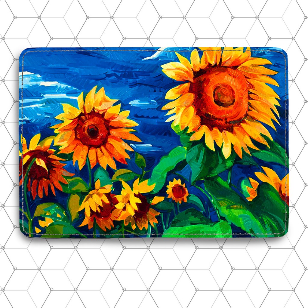 Ví Đựng Hộ Chiếu HOA HƯỚNG DƯƠNG - SUN FLOWER - Bao Da Passport Và Thẻ Phụ Kiện Màu Sắc - Passport Cover Holder - PPT172