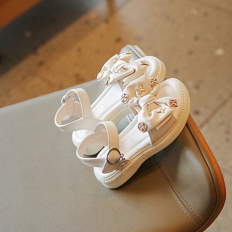 Giày Sandal Công Chúa Đế Mềm Hở Ngón Đính Nơ Thời Trang Mùa Hè Cho Bé Gái