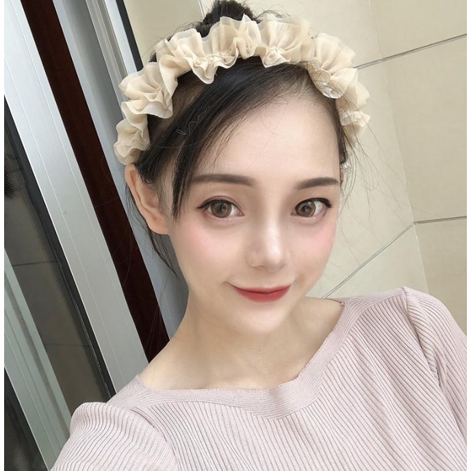 Băng Đô Cài Tóc Ren Voan Dún 2 Lớp Tiệm Thêu Việt Phong Cách Lolita