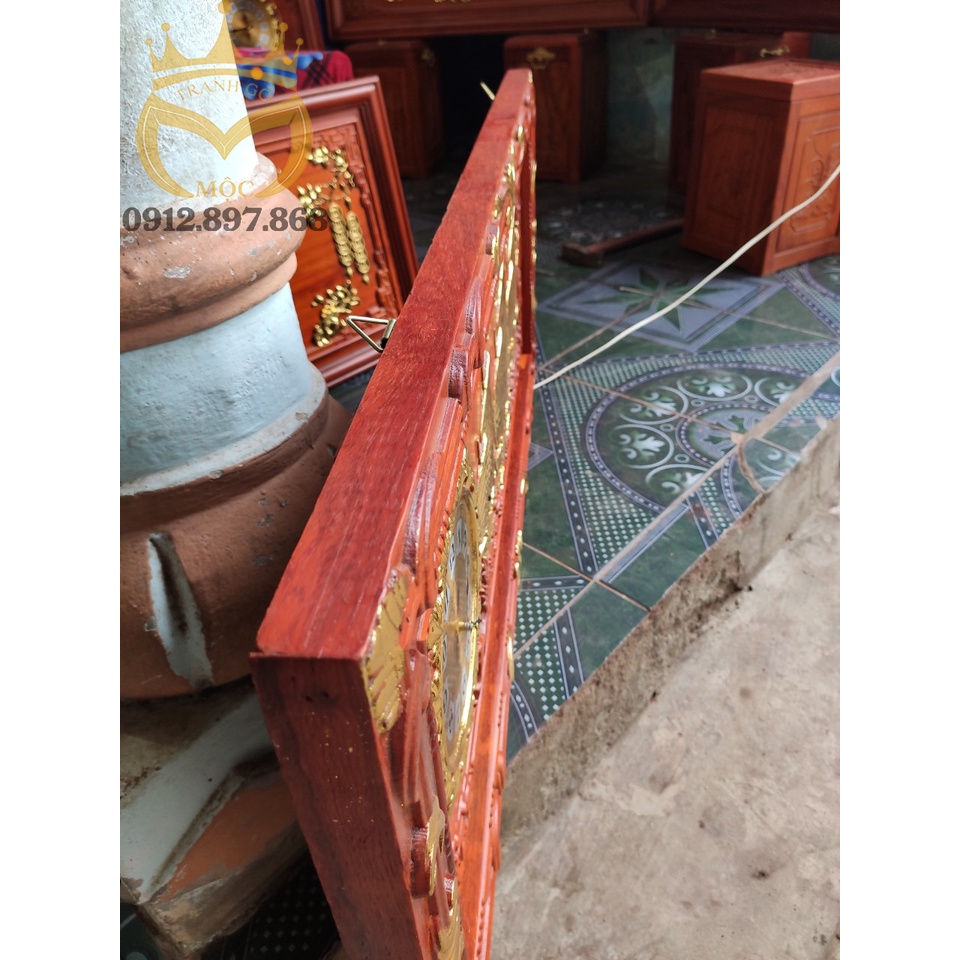 Tranh đồng hồ gỗ hương Thuận Buồm Xuôi Gió 108x48cm