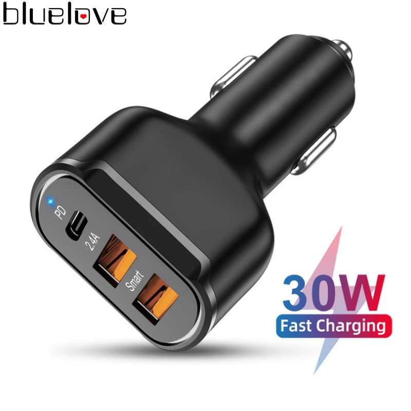 Tẩu Sạc Điện Thoại Ba Cổng USB 30W PD 2.4A Cho Xe Hơi