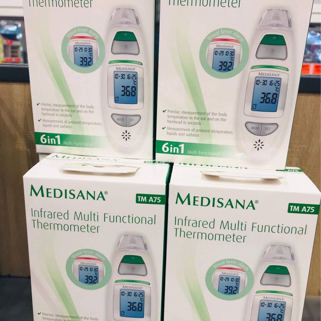nhiệt kế Medisana 6in1 đo tai, đo trán, đo nhiệt độ cơ thể, môi trường, chất lỏng và các bề mặt