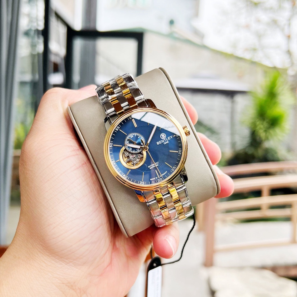 Đồng hồ nam Bentley Automatic BL1832-25MTWI - Dây thép demi mặt xanh dương