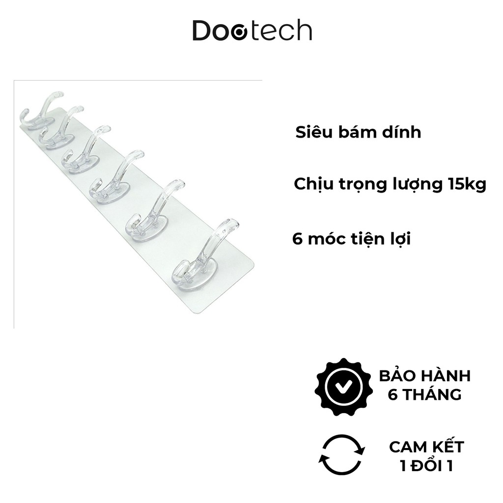 Thanh Móc Treo Cường lực treo quần áo Siêu Dính Dán Tường loại 6 móc