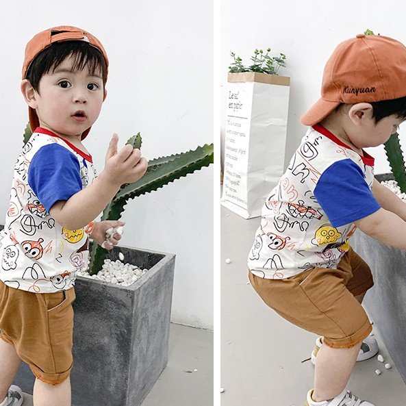 Set Áo Thun Tay Ngắn &amp; Quần Short Cho Bé Trai